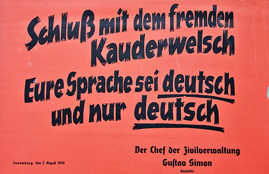 Propagandaplakat der deutschen Besatzer zur unterdrückung der luxemburgischen Sprache