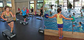 dasDas Bad an den Kaiserthermen bietet ein umfangreiches Kursprogramm wie beispielsweise Step-Aerobic oder Aqua-Jogging.