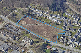 Luftbild der Fläche des geplanten Neubaugebiets Unterm Knieberg