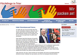 Screenshot der Website 'Flüchtlinge in Trier'