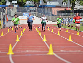 Laufwettbewerb im moselstadion bei den Special Olympics Landesspielen