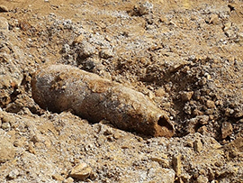 Die gefundene Weltkriegsbombe in Ehrang. Foto: Polizeipräsidium Trier