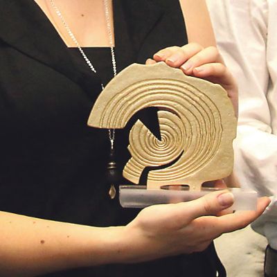 Diese Baumscheibe der Designerin Almut Schmitt diente als Vorlage für den Kulturpreis der Stadt Trier.