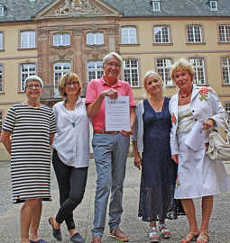 Anne Boeck, Marita Kohl, Herbert Heidrich, Andrea Tullius und Bettina von Engel werben für ihre Tour „Karl Marx – Dichtung und Wahrheit“.