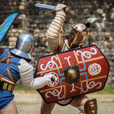 Ein beliebter Höhepunkt beim Römerfest sind die Auftritte der Gladiatoren. Foto: Jan Krüger