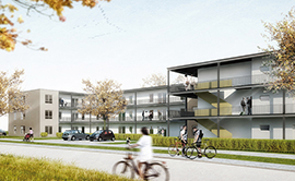 Blick aus Richtung des Hofguts auf das neue Wohngebäude Blick aus Richtung des Hofguts auf das neue Wohngebäude