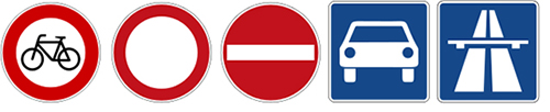 Verkehrszeichen, die eine Nutzung der Fahrbahn durch Fahrradverkehr ausschließen
