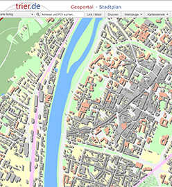 Die neu konzipierte Stadtkarte des Geoportals in 3D-Optik.