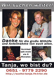 Suchplakat Tanja Gräff 6 Monate