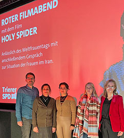 Die SPD hat in Trier im Broadway Filmtheater einen Roten Filmabend veranstaltet, bei dem auf die Situation der Frauen im Iran aufmerksam gemacht wurde. 