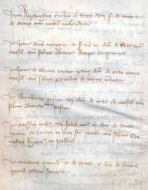 Historisches Handschriftliches Verzeichnis auf einem Pergamentbogen
