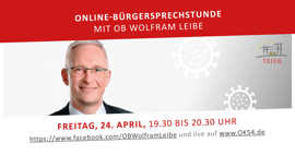 Werbebanner für die Online-Sprechstunde von OB Wolfram Leibe am 24. April