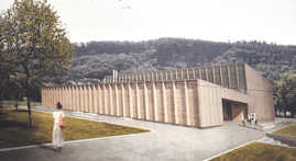 Der Neubau der Bezirkssporthalle Trier-West in einer Planzeichnung.