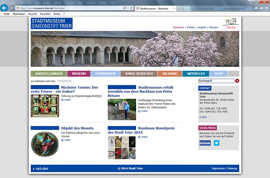 Foto: Die Startseite des neuen Webauftritts des Stadtmuseums