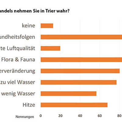 Der Klimawandel ist nicht mehr abstrakt, sondern macht sich den Umfrageergebnissen zufolge zunehmend im Alltag der Menschen in Trier bemerkbar. Grafik: Stabsstelle Klima- und Umweltschutz