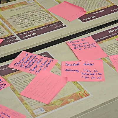 Zum Thema Mobilität haben die Teilnehmerinnen und Teilnehmer der Infoveranstaltung viele Anregungen und Forderungen aufgeschrieben.