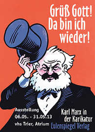 Die Macher des Buchs und der Ausstellung mussten unter fast 1500 Arbeiten aus der ganzen Welt 600 auswählen. Das Titelblatt zeigt einen freundlich grüßenden alten Marx.