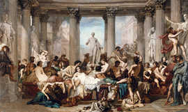 Das Bild „Les Romains de la décadence“ von Thomas Couture aus dem Jahr 1844 zeigt den Luxus und die Dekadenz Roms. Foto: Wiki Commons