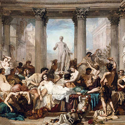 Das Bild „Les Romains de la décadence“ von Thomas Couture aus dem Jahr 1844 zeigt den Luxus und die Dekadenz Roms. Foto: Wiki Commons