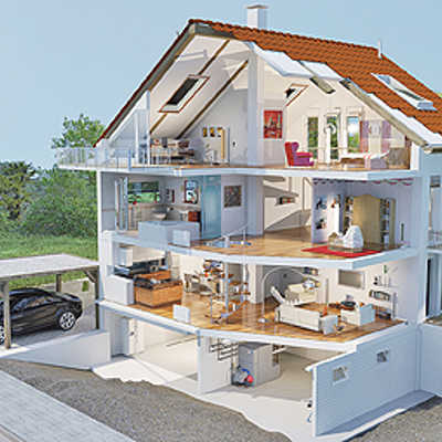 An einem dreidimensionalen Modell erfuhren die Besucher, wie in allen Etagen eines Hauses  Energie eingesetzt und gespart wird. Foto: Sparkass