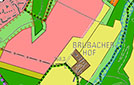 Die Karte zeigt das jetzt vorgeschlagene Baufeld zwischen dem Brubacher Hof und der bestehenden Siedlung Mariahof (links oben). Abbildung: Stadtplanungsamt