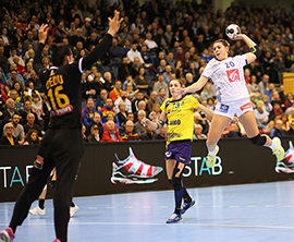 Handball-WM Spielszene Frankreich-.Rumänien
