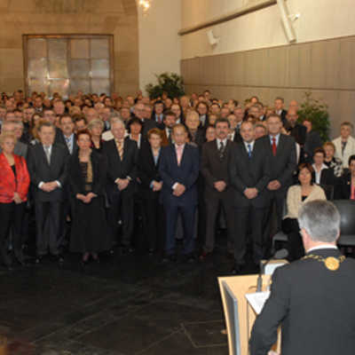 Zahlreiche Vertreter des öffentlichen Lebens nahmen am Neujahrsempfang von Oberbürgermeister Helmut Schröer im Großen Rathaussaal teil.