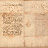 Das Foto zeigt eine historische Urkunde in einer alten Schrift.