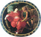 Das von Counet für das Rathaus angefertigte Gemälde zeigt links Justitia, die durch Schwert und Waage als richtende Gerechtigkeit gekennzeichnet ist. Sie umarmt die Figur der Pax, die einen Ölzweig als Symbol des Friedens trägt.