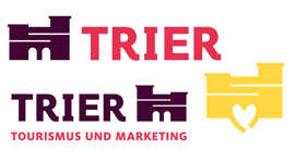 Sie sind die Aushängeschilder des neuen Corporate Designs der Stadt Trier: Das offizielle Stadt-Logo (links oben), das Logo der Trier Tourismus & Marketing GmbH (TTM/links unten) und das Fan-Logo (rechts), das es in verschiedenen Farben geben wird.