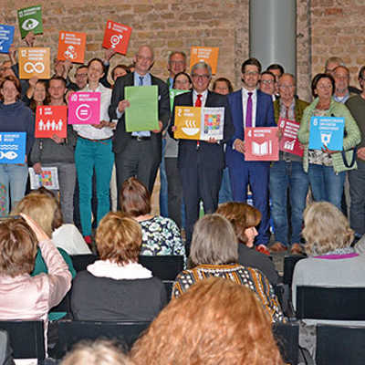 Zur Vorstellung des Aktionsplans Entwicklungspolitik im März 2019 kamen neben zahlreichen Akteuren auch OB Wolfram Leibe und der rheinland-pfälzische Innenminister Roger Lewentz. 