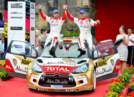 Foto: Daniel Sordo und Carlos del Barrio, Sieger der Rallye Deutschland 2013 