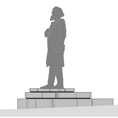 Aktuelle Planzeichnung für den mit Basaltlavablöcken abgestuften Sockel der Marx-Statue. Abb.: Büro Ernst und Partner