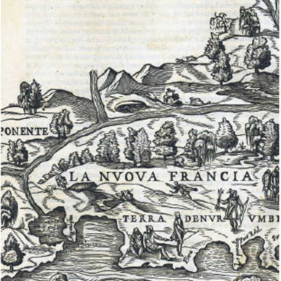Diese Ansicht aus dem italienischen Reiseführer zeigt ein Territorium, das Frankreich zwischen 1534 und 1763 in Nordamerika in Besitz nahm. Abbildung: Wissenschaftliche Bibliothek/Anja Runkel