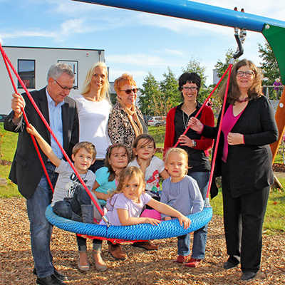 Die 2,7 Millionen Euro teure Modernisierung des Montessori-Kinderhauses auf dem Petrisberg wurde 2013 abgeschlossen. Neben der aufgewerteten Außenanlage gibt es jetzt zwei Krippengruppen für Kleinkinder.