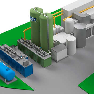 Der neue Elektrolyseur entsteht neben der bestehenden Biogas-Aufbereitungsanlage in Bitburg. So werden vielfältige Synergieeffekte genutzt. Abbildung: Stadtwerke
