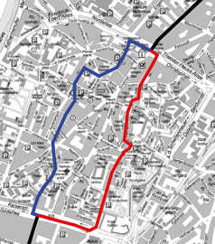 Verlauf der City-Radrouten West und Ost mit Anschlüssen in die Nord- und Südstadt