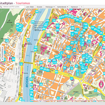 Das Geoportal der Stadt Trier zeigt kühle Orte in der Stadt an. Beispielsweise Ruhebänke, öffentlich zugängliche kühle Gebäude wie Kirchen, oder schattenspendende Baumbestände, Springbrunnen und Parks. 