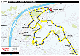 Streckenverlauf der 2. Etappe der Deutschland-Tour 2018 in Trier