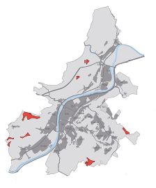Die Karte zeigt die Lage der in der aktuellen Planung vorgeschlagenen Standorte für Windkraftanlagen in Trier. 