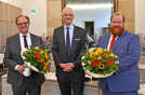 Ende September vereidigte OB Wolfram Leibe (Mitte) im Großen Rathaussaal die neuen Dezernenten Ralf Britten (l.) und Markus Nöhl.