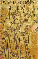 Darstellung König Lothars auf dem Vorderdeckel des "Liber Areus"