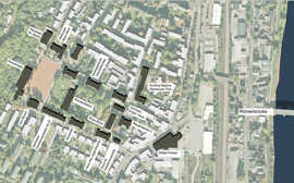 Luftbild mit der bestehenden Bebauung und den freiflächen im Gneisenaubering
