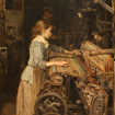 'La nena obrera' von Joan Planella i Rodríguez (1885) zeigt Kinderarbeit in der industriellen Revolution - ein junges Mädchen an einem Webstuhl.