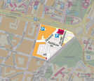 Hervorgehoben ist der Geltungsbereich des Bebauungsplans BS 41. Kartengrundlage: Amtlicher Stadtplan, Stadtvermessungsamt