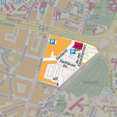 Hervorgehoben ist der Geltungsbereich des Bebauungsplans BS 41. Kartengrundlage: Amtlicher Stadtplan, Stadtvermessungsamt