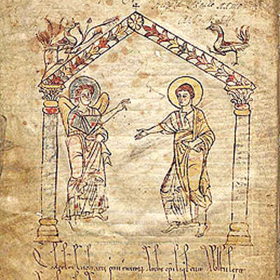 Zu den Handschriften aus den Beständen der Abtei St. Matthias gehört die Trierer Apokalypse. Eine Zeichnung zeigt Johannes, der gerade die göttlichen Visionen empfängt.Abbildung: Stadtbibliothek