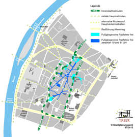 Karte des geplanten Radroutennetzes in der Trierer Innenstadt