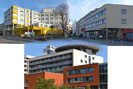 Das frühere Elisabeth-Krankenhaus (oben, l.) und das Ehranger Marienkrankenhaus (r.) sind jetzt in das Klinikum Mutterhaus (unten) integriert.
Fotos: Mutterhaus 