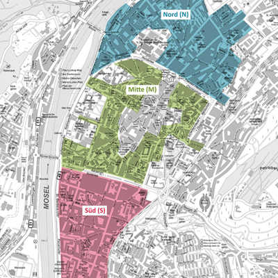 Lageplan der Bewohnerparkzonen Trier